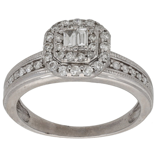 9ct White Gold 0.58ct Diamond Dress/Cocktail Ring Size L