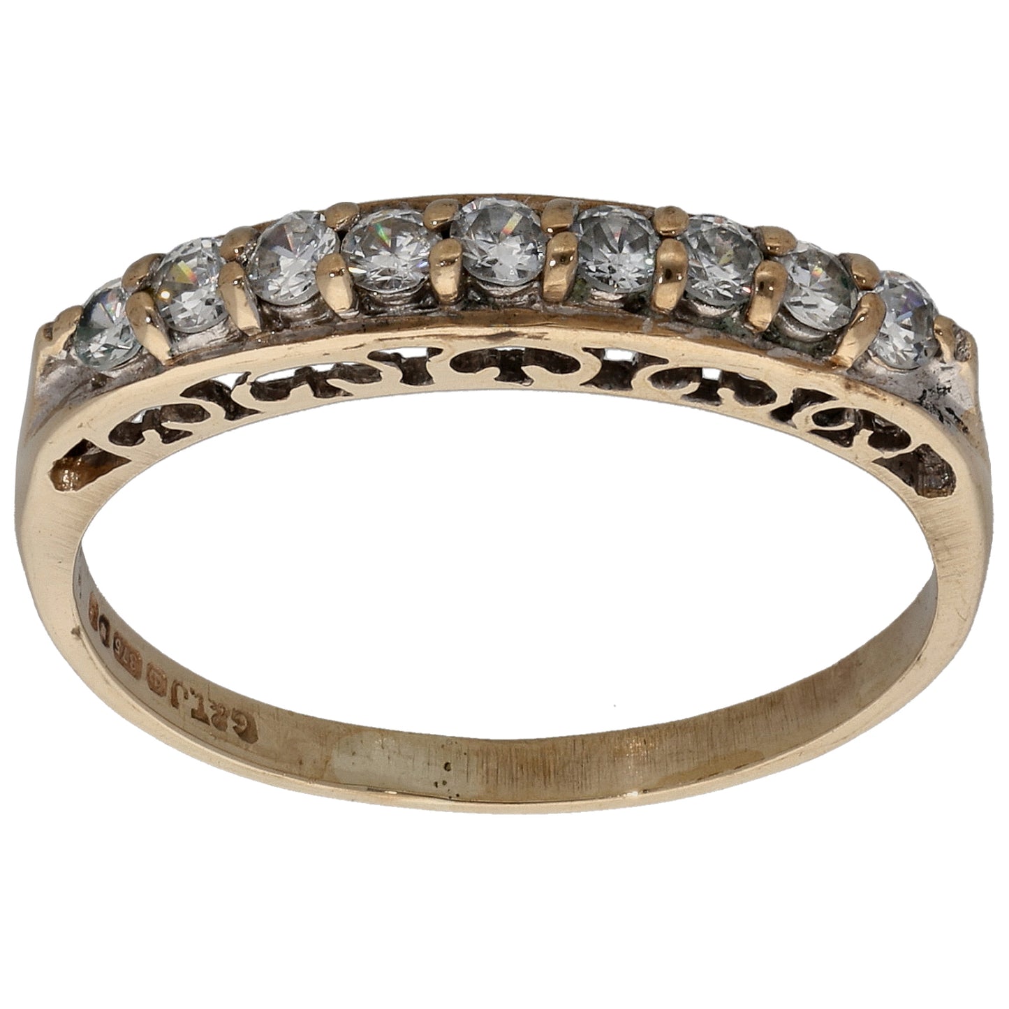 9ct Gold Cubic Zirconia Half Eternity Ring Size P