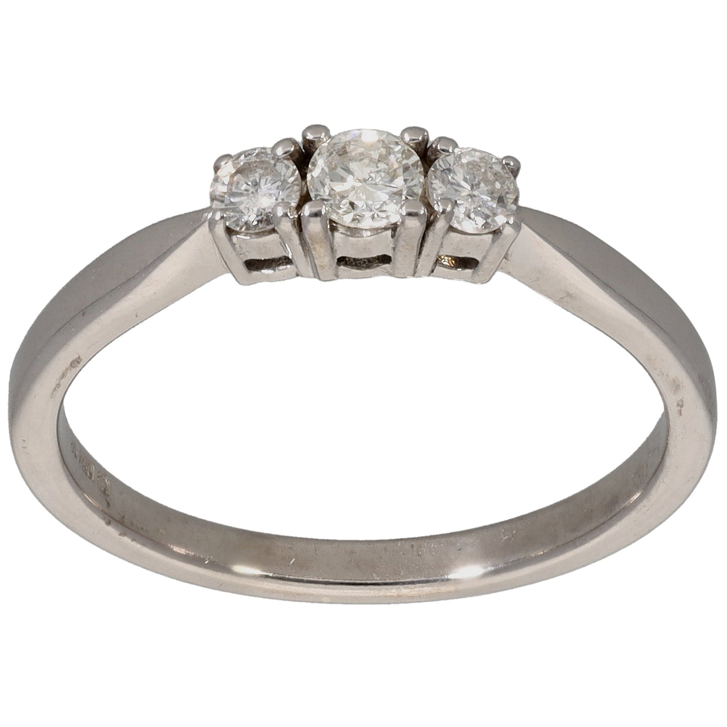 18ct White Gold 0.20ct Diamond Trilogy Ring Size L