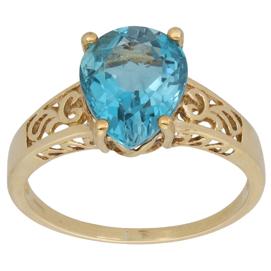 9ct Gold Topaz Single Stone Ring Size W