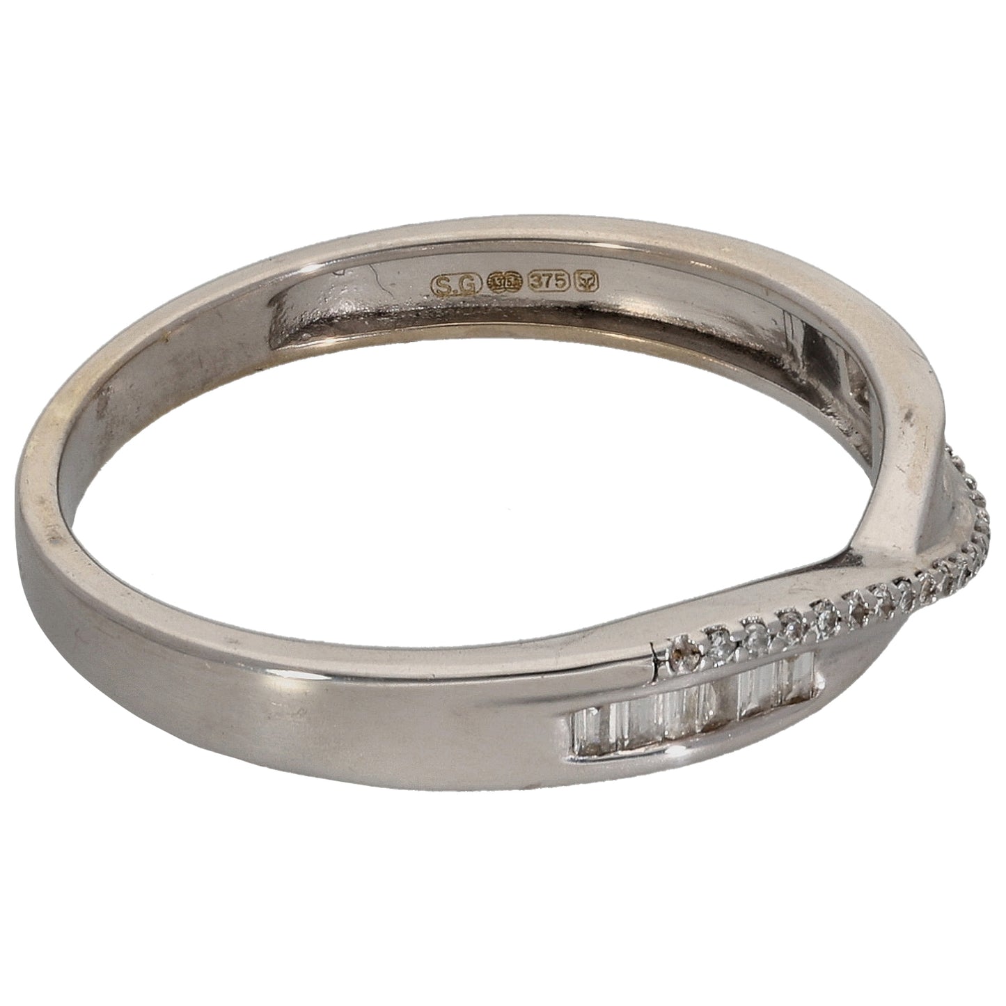 9ct White Gold 0.117ct Diamond Half Eternity Ring Size L