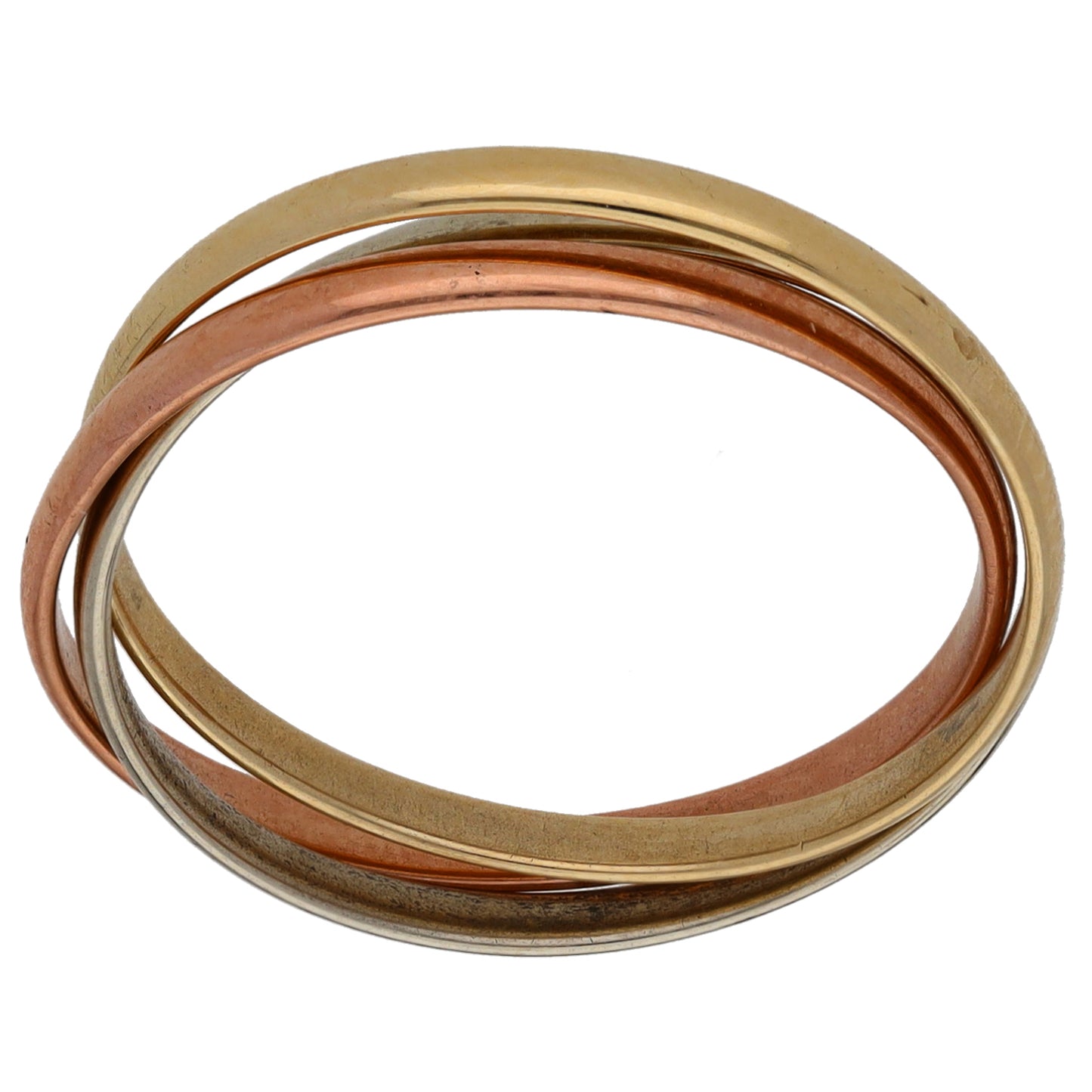 9ct Tri-Colour Gold Russian Wedding Ring Size P