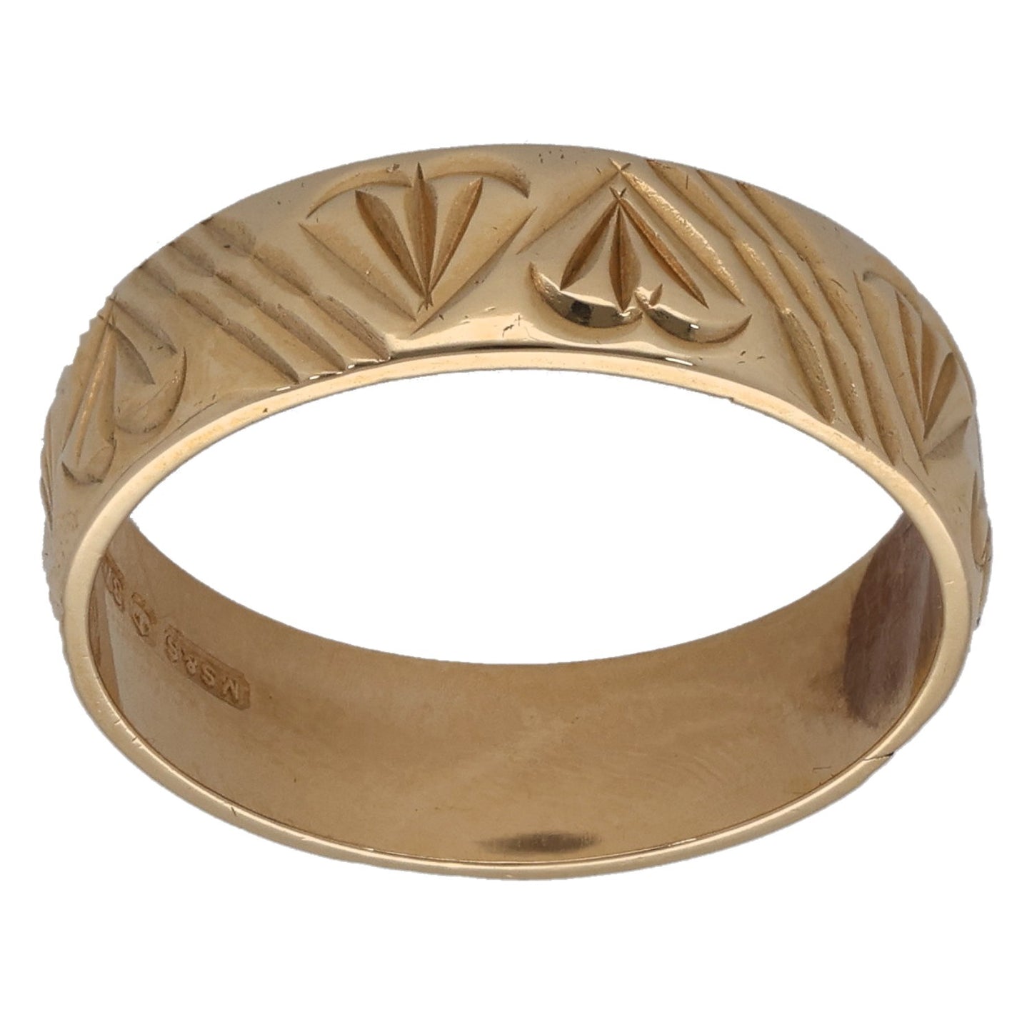 9ct Gold Patterned Wedding Ring Size K