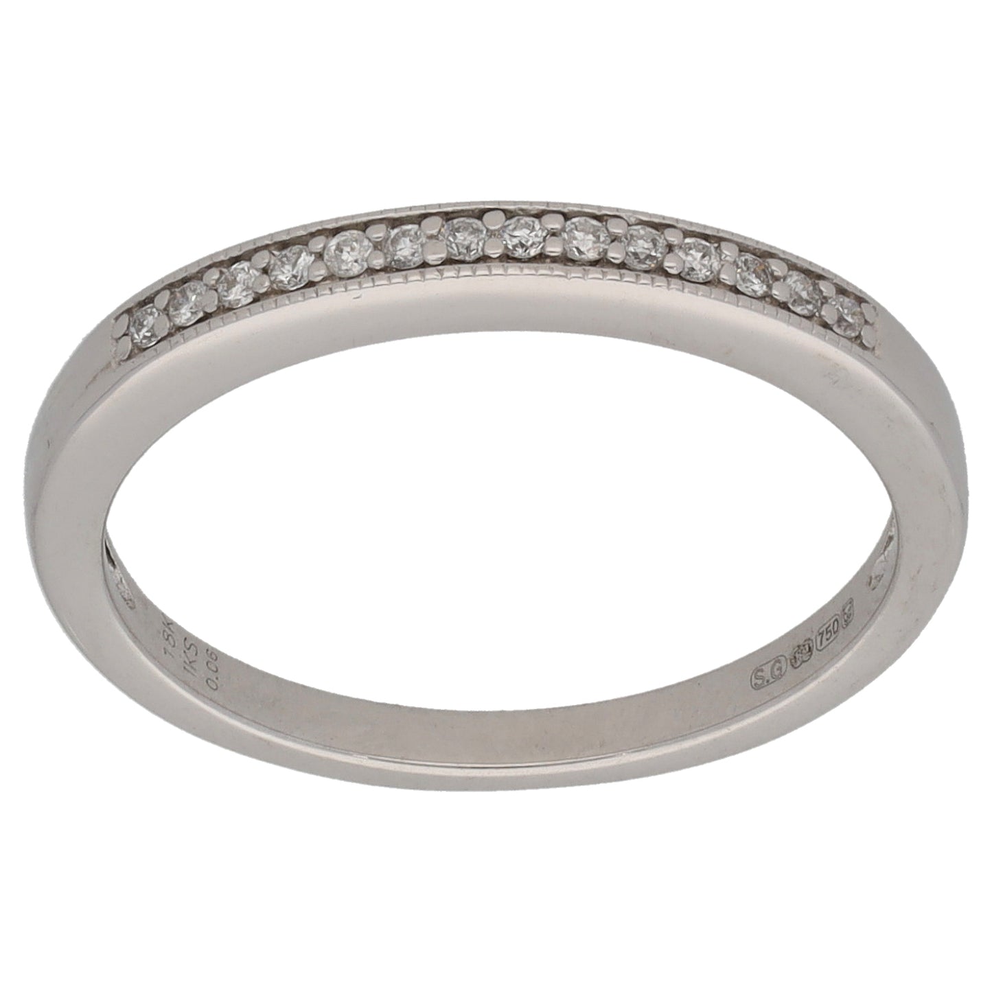 18ct White Gold 0.06ct Diamond Half Eternity Ring Size K