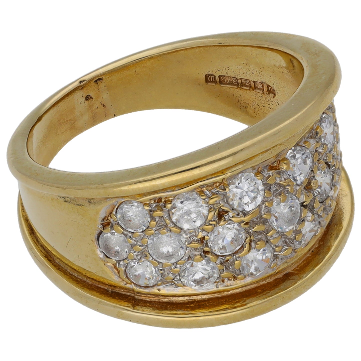 9ct Gold Cubic Zirconia Dress/Cocktail Ring Size P