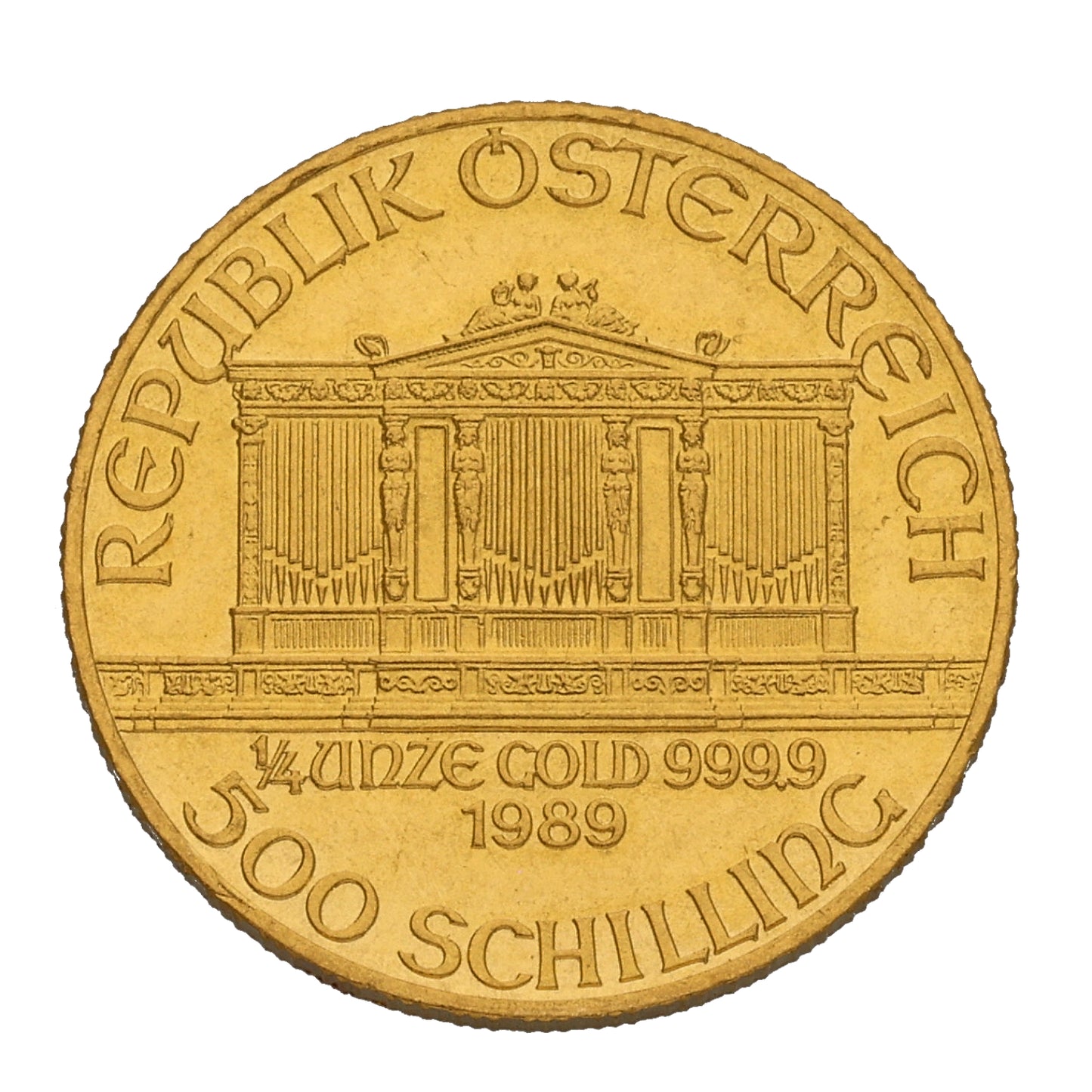 24ct Gold Austria Philharmonic Orchestra 10 Euro 1/4 OZ Coin 1989