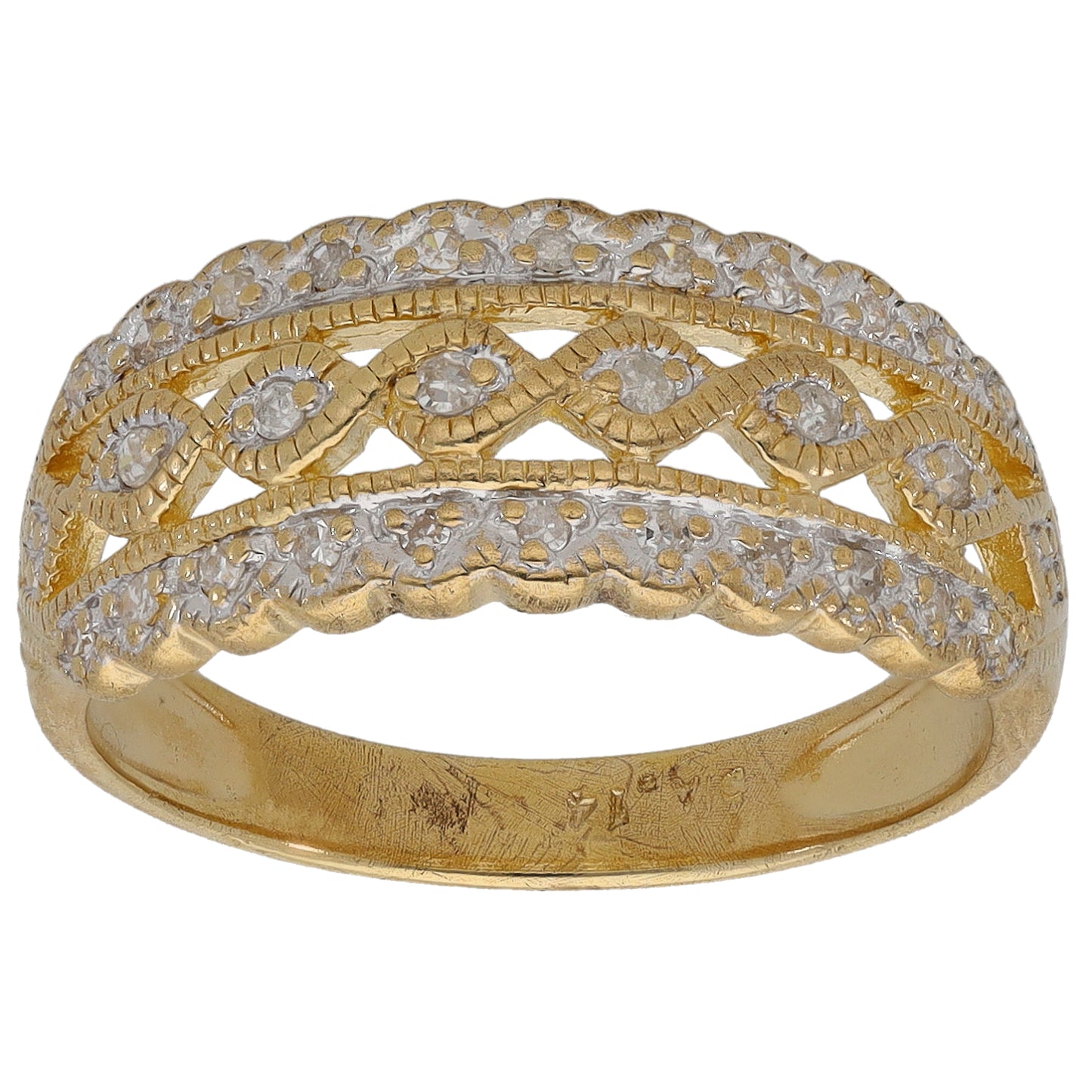 9ct Gold 0.14ct Diamond Dress/Cocktail Ring Size N