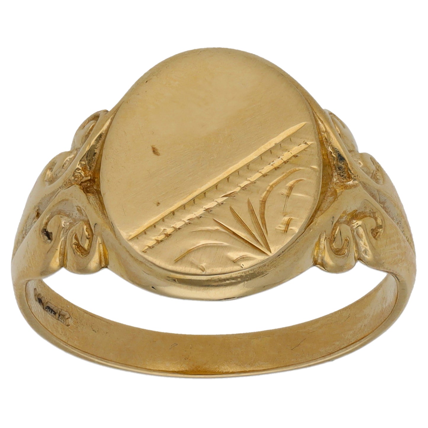 9ct Gold Patterned Signet Ring Size S