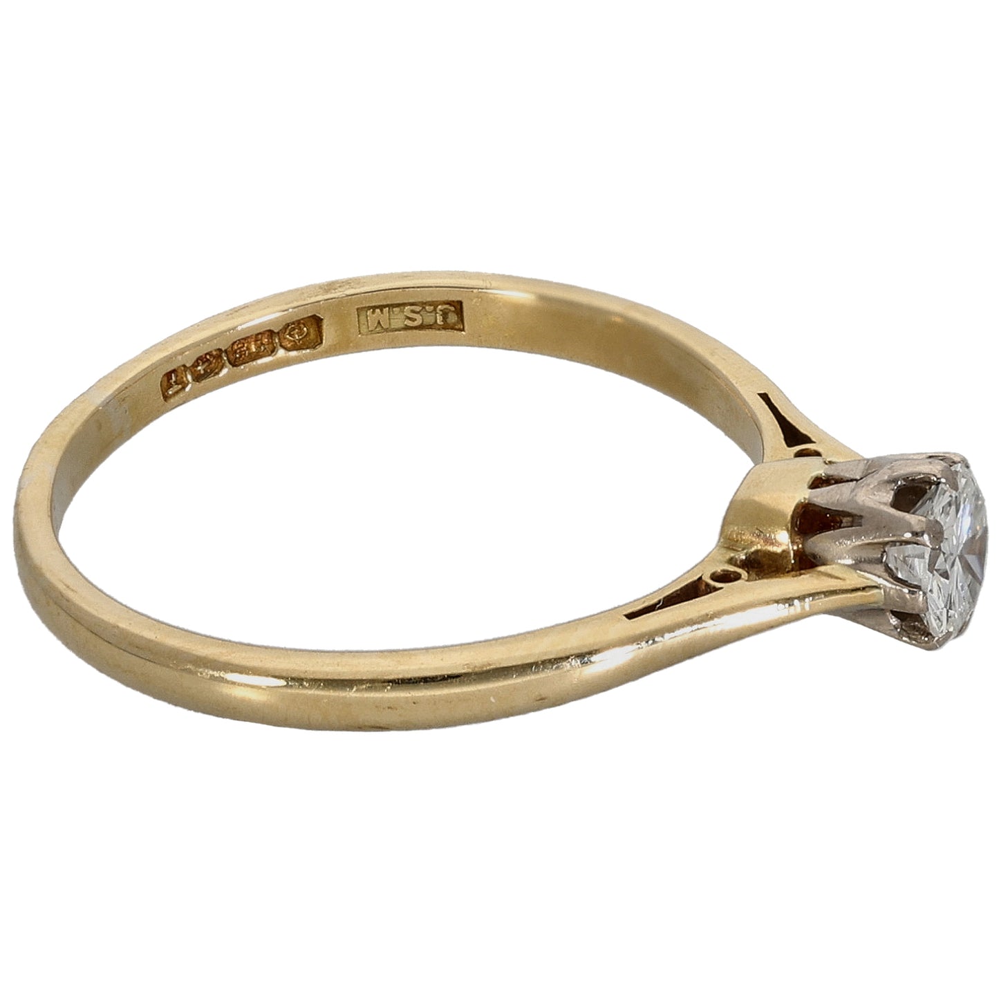 18ct Gold 0.28ct Diamond Solitaire Ring Size O