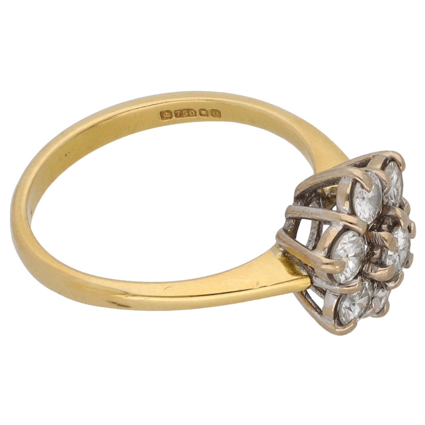 18ct Gold 0.70ct Diamond Cluster Ring Size L