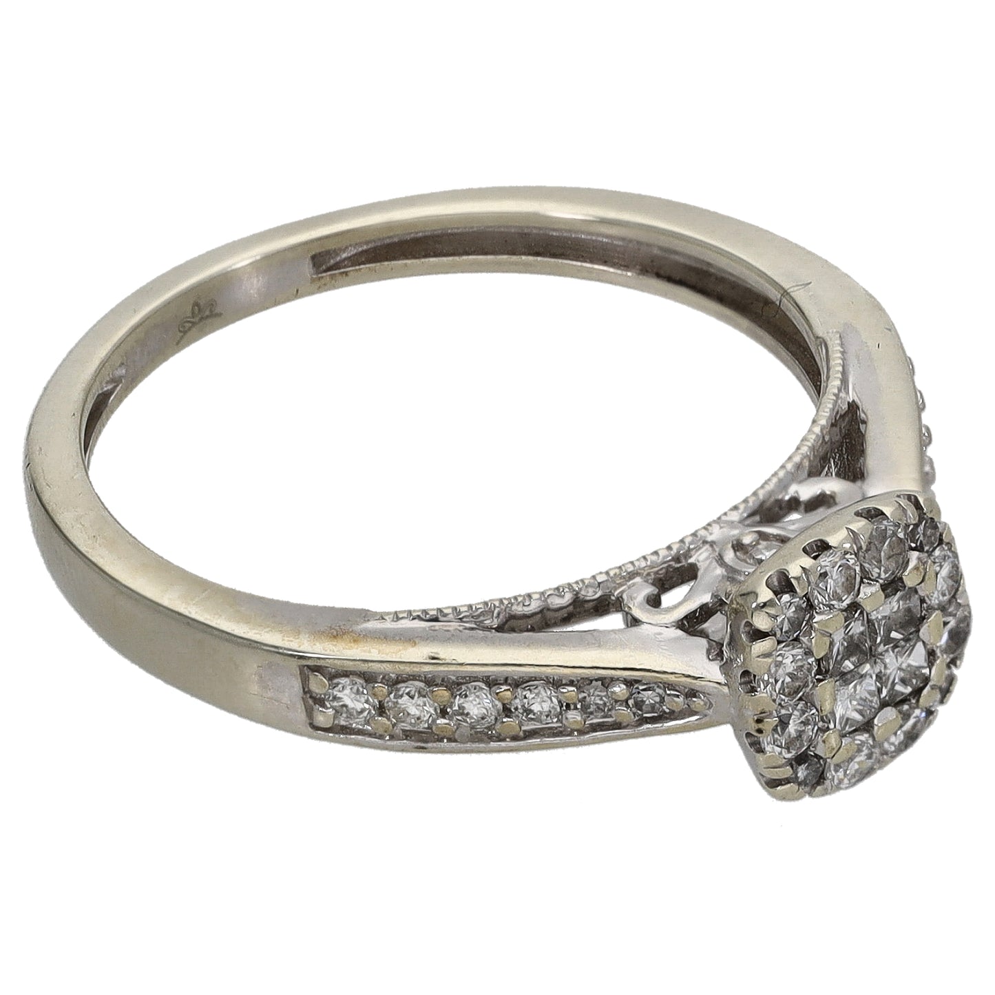 9ct White Gold 0.33ct Diamond Dress/Cocktail Ring Size M