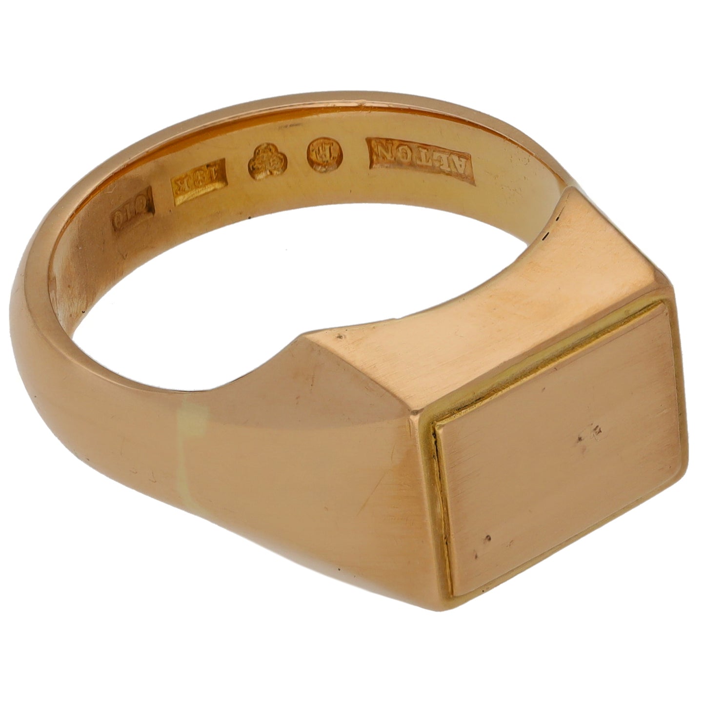 18ct Gold Plain Signet Ring Size U