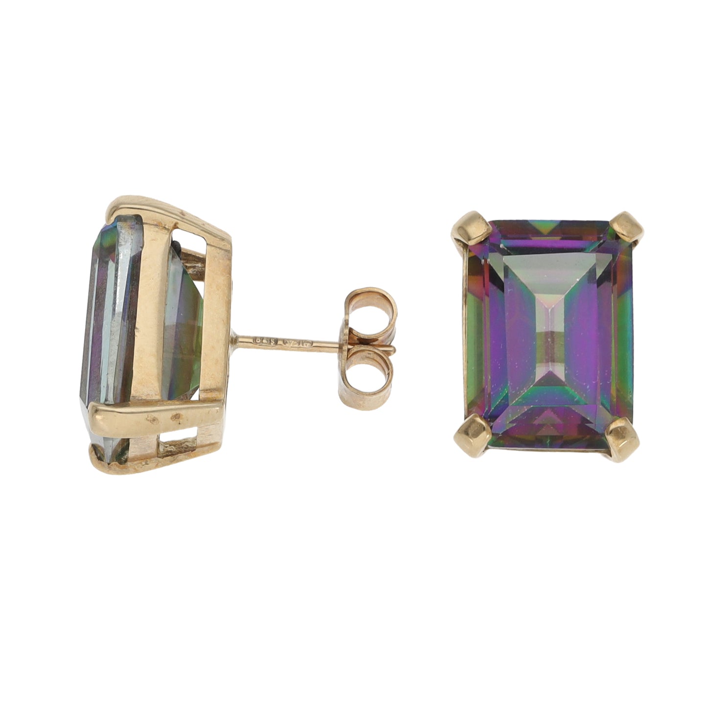 9ct Gold Coated Topaz Stud Earrings