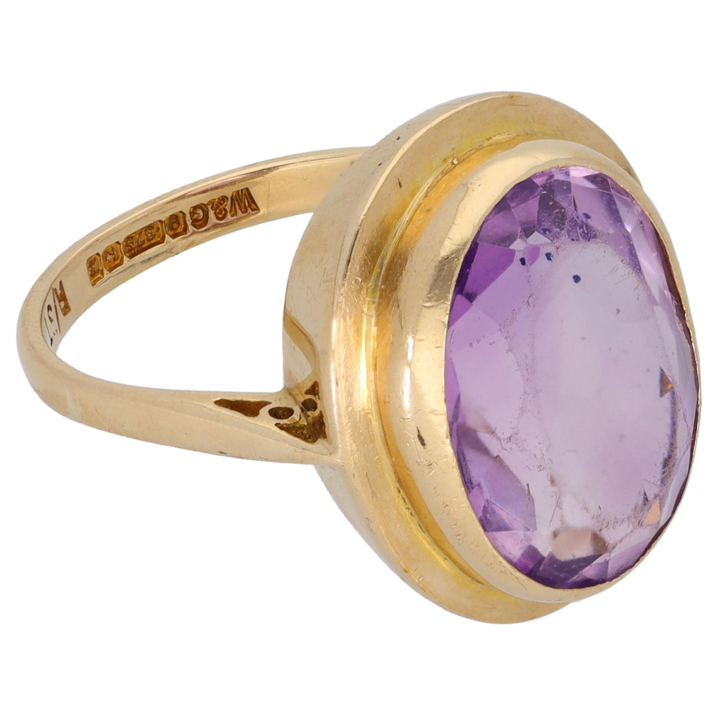 9ct Gold Amethyst Single Stone Ring Size N
