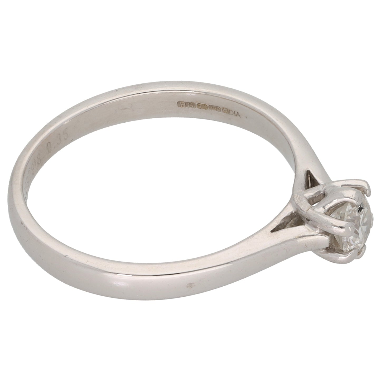 18ct White Gold 0.35ct Diamond Solitaire Ring Size O