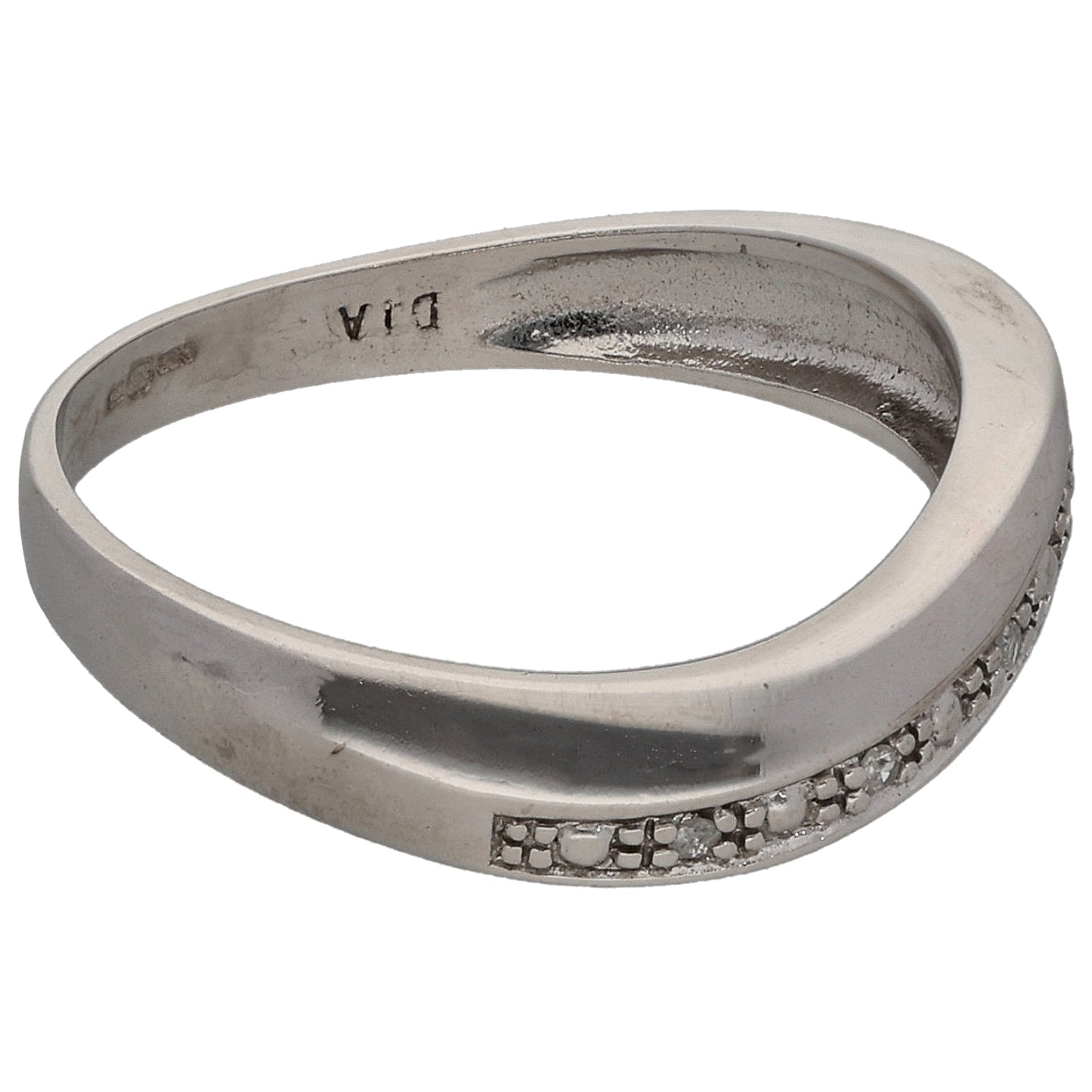 9ct White Gold 0.05ct Diamond Half Eternity Ring Size K