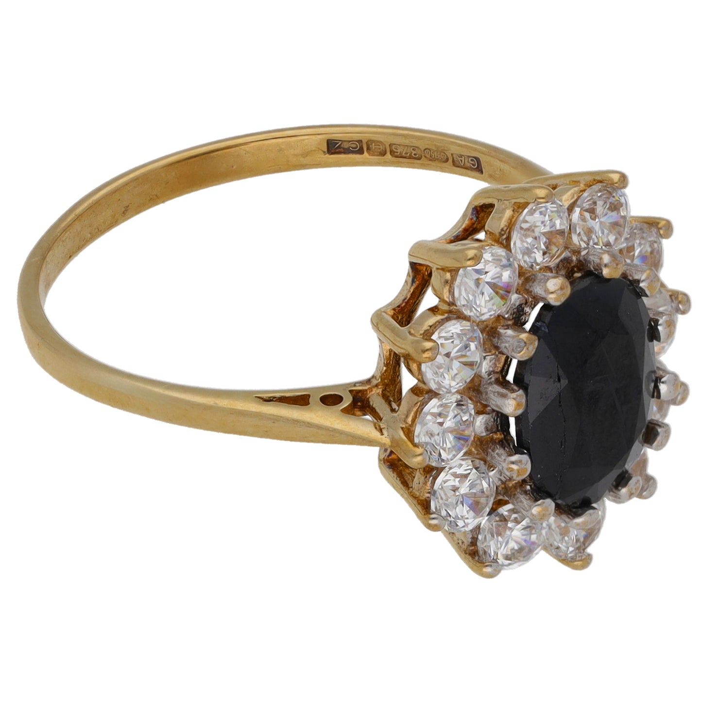 9ct Gold Sapphire & Cubic Zirconia Dress/Cocktail Ring Size N