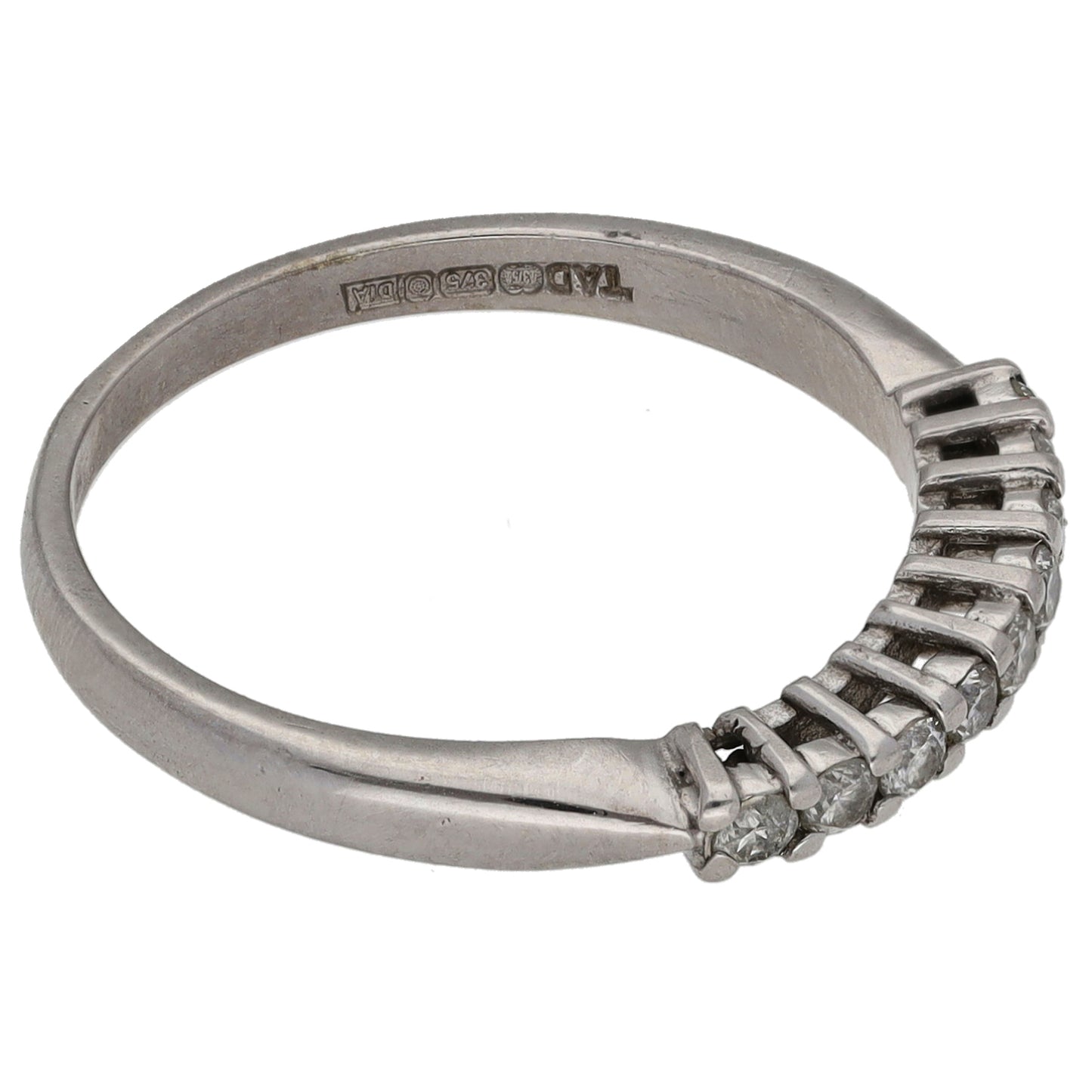 9ct White Gold 0.25ct Diamond Half Eternity Ring Size M