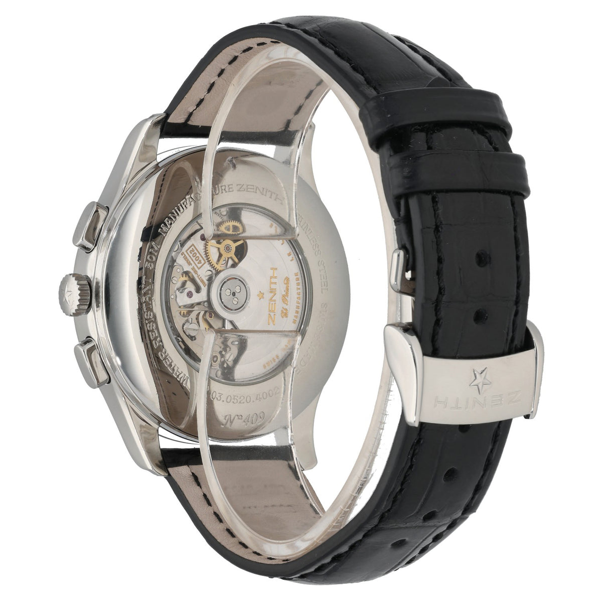 Zenith El Primero 03.0520.4002, open case back in stainless steel