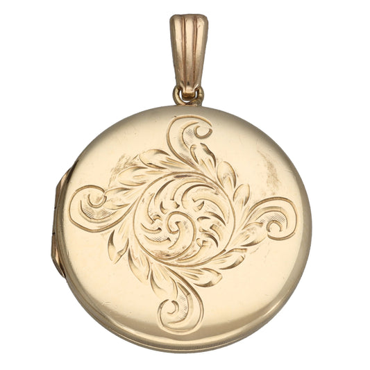 9ct Gold Patterned Locket Pendant