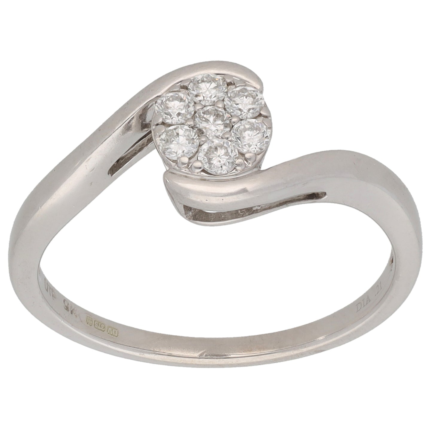 9ct White Gold 0.21ct Diamond Cluster Ring Size O