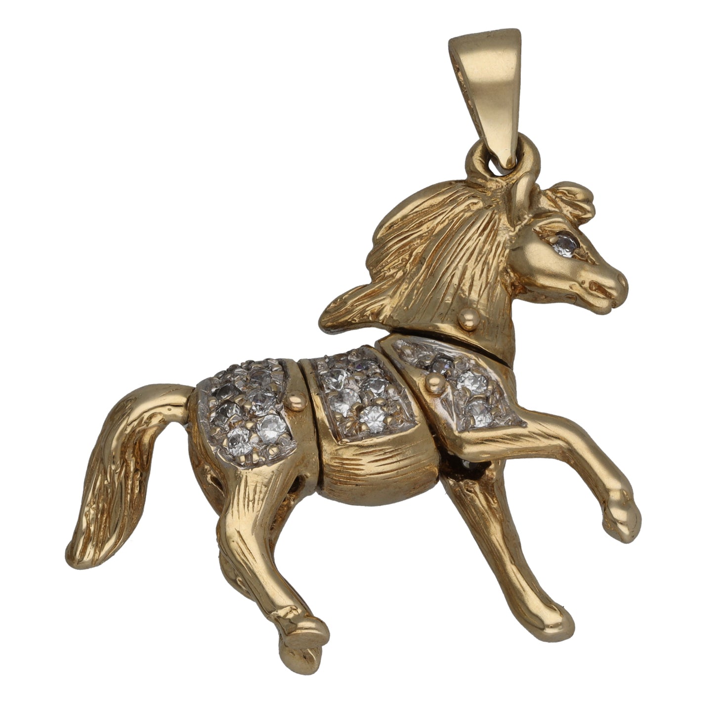 9ct Gold Cubic Zirconia Horse Pendant