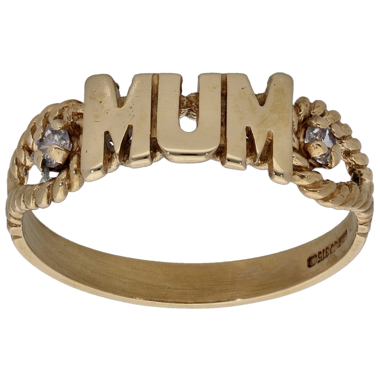 9ct Gold Cubic Zirconia Mum/Mother Ring Size S