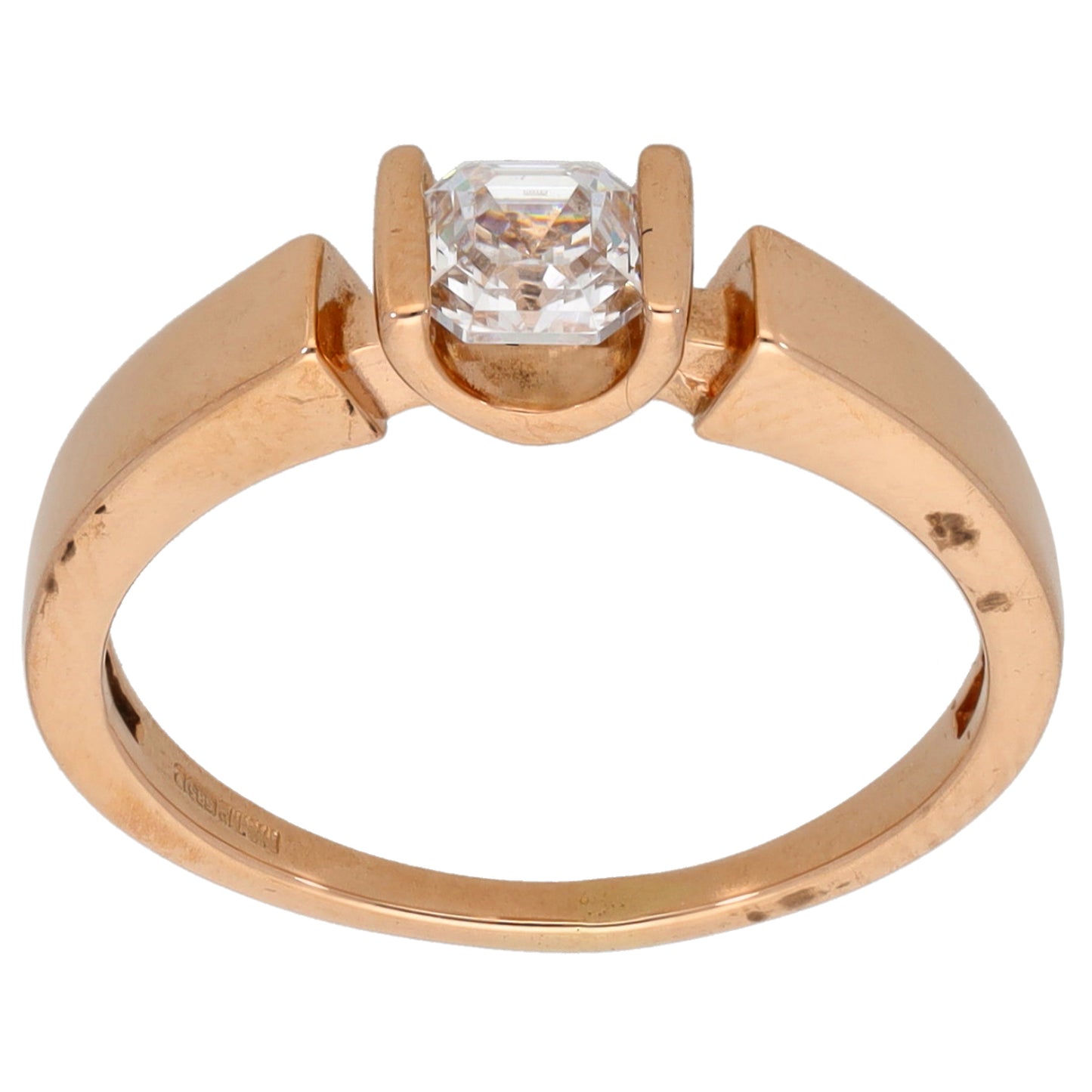 14ct Rose Gold Cubic Zirconia Single Stone Ring with Accent Stones Size K