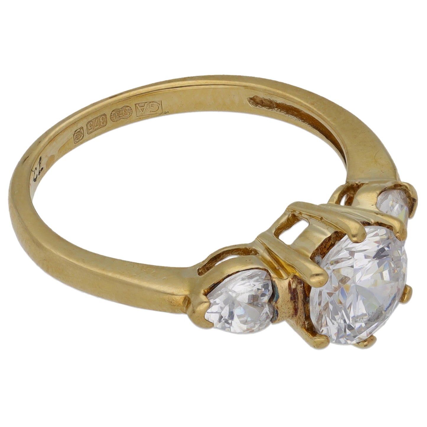 9ct Gold Cubic Zirconia Three Stone Ring Size M