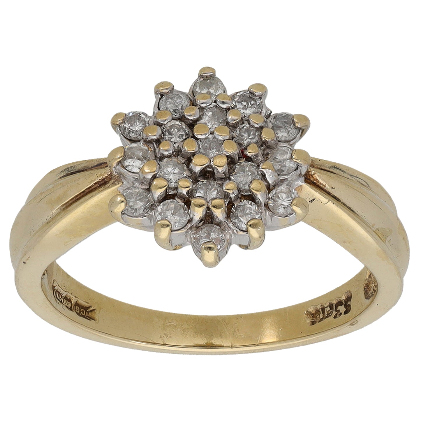 9ct Gold 0.33ct Diamond Cluster Ring Size M