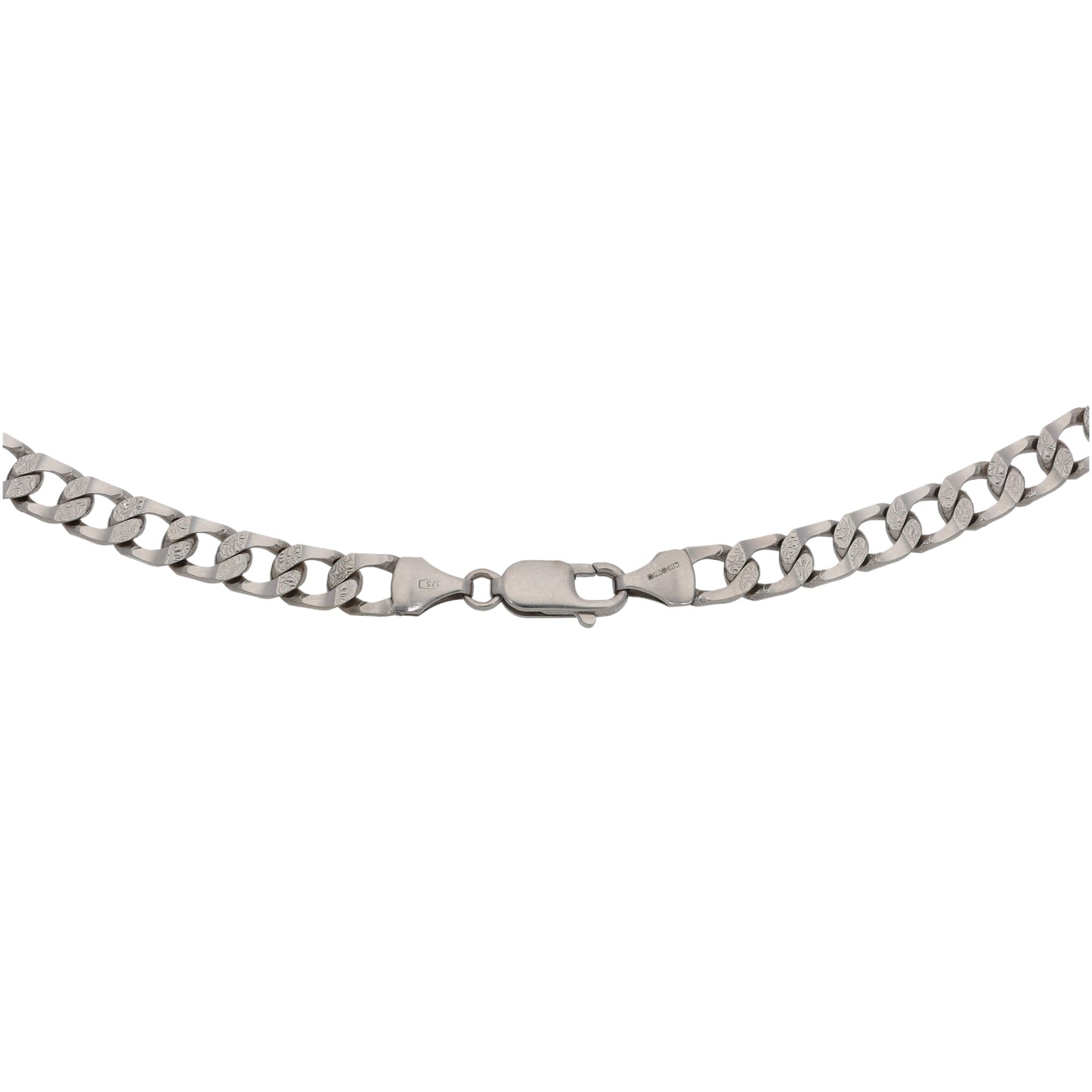 9ct White Gold Curb Chain 18"