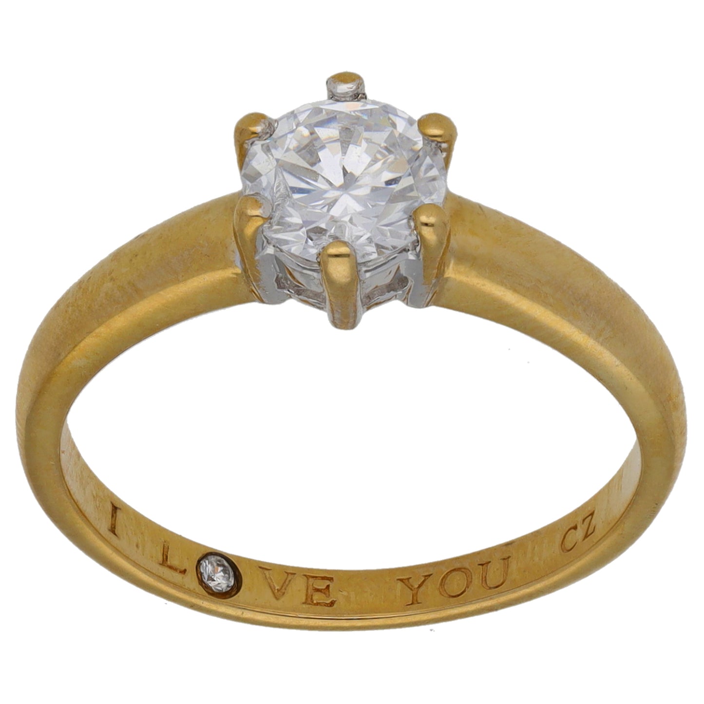 9ct Gold Cubic Zirconia Solitaire Ring Size N