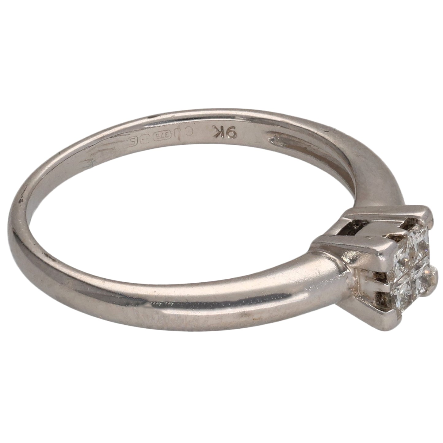 9ct White Gold 0.20ct Diamond Cluster Ring Size N