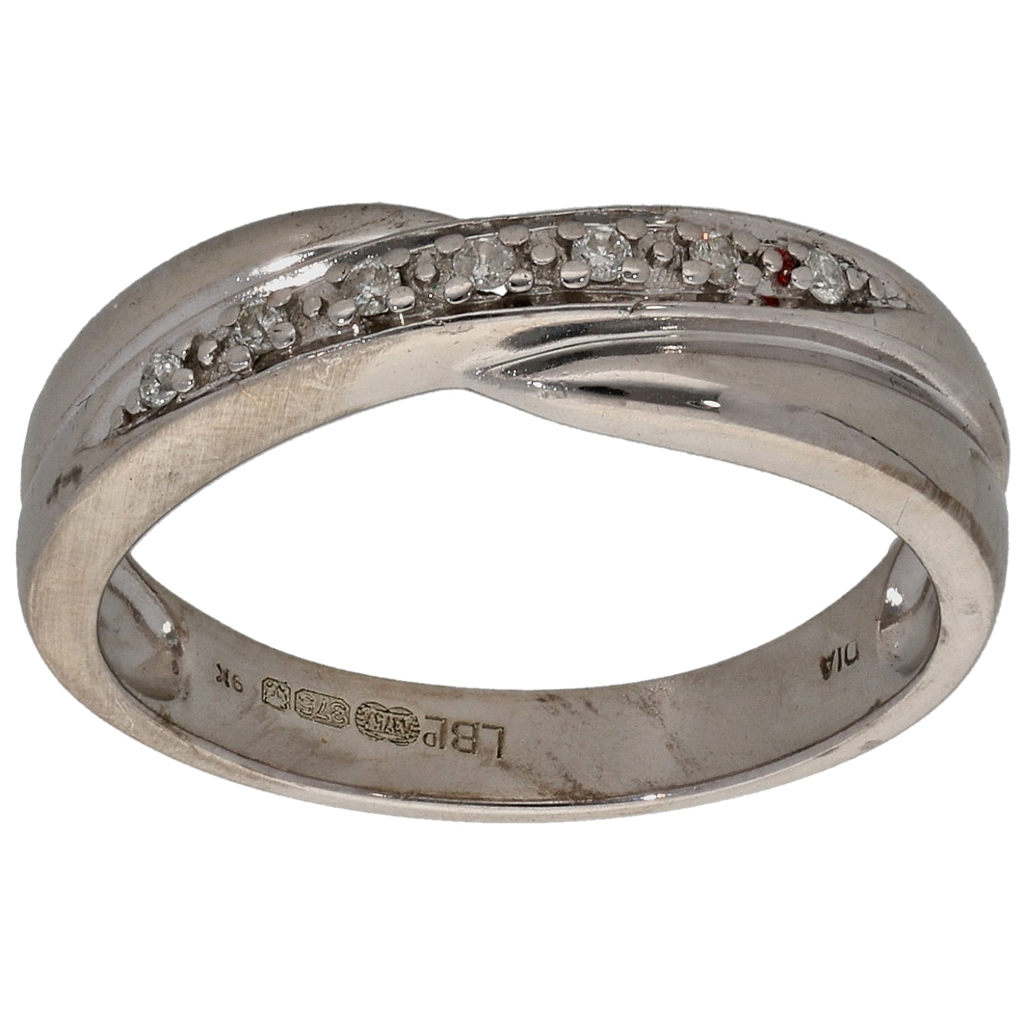 9ct White Gold 0.035ct Diamond Half Eternity Ring Size L