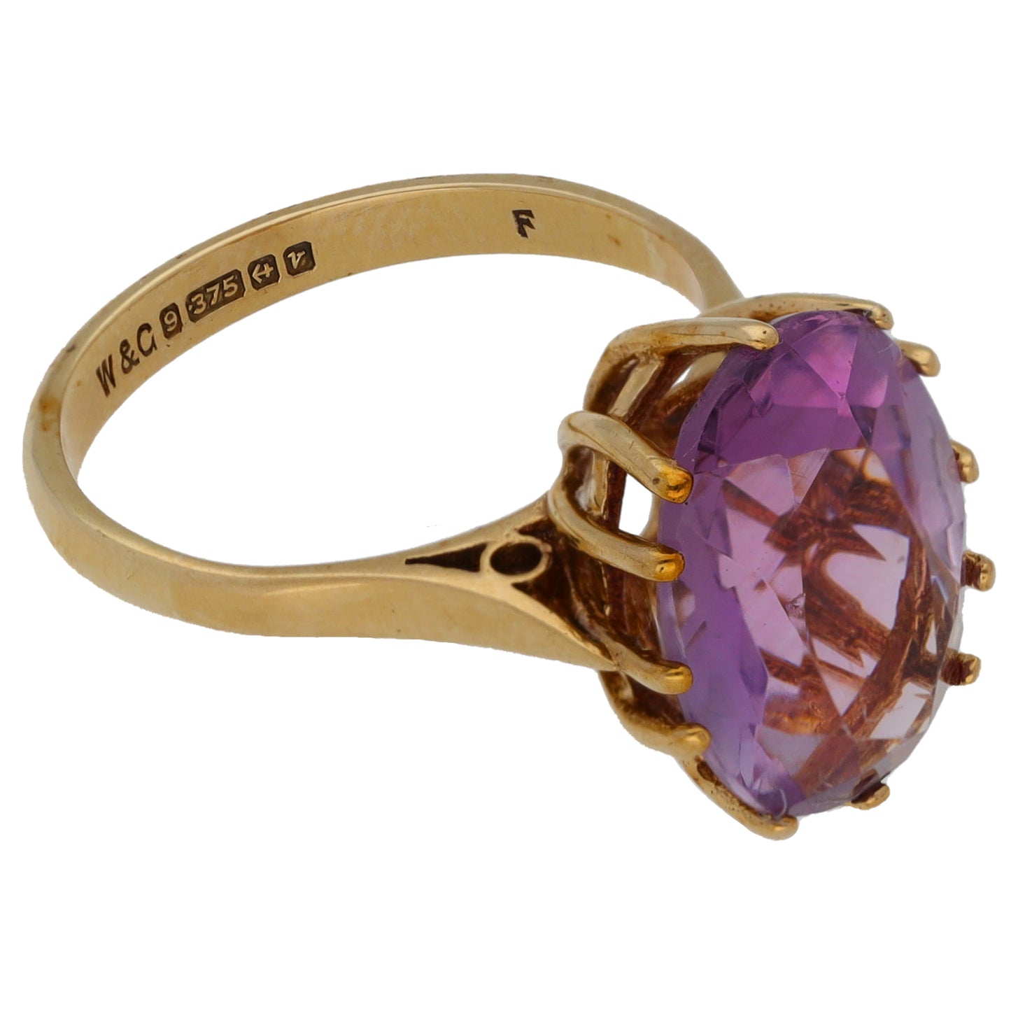 9ct Gold Amethyst Single Stone Ring Size M
