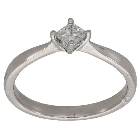 9ct White Gold 0.26ct Diamond Solitaire Ring Size O