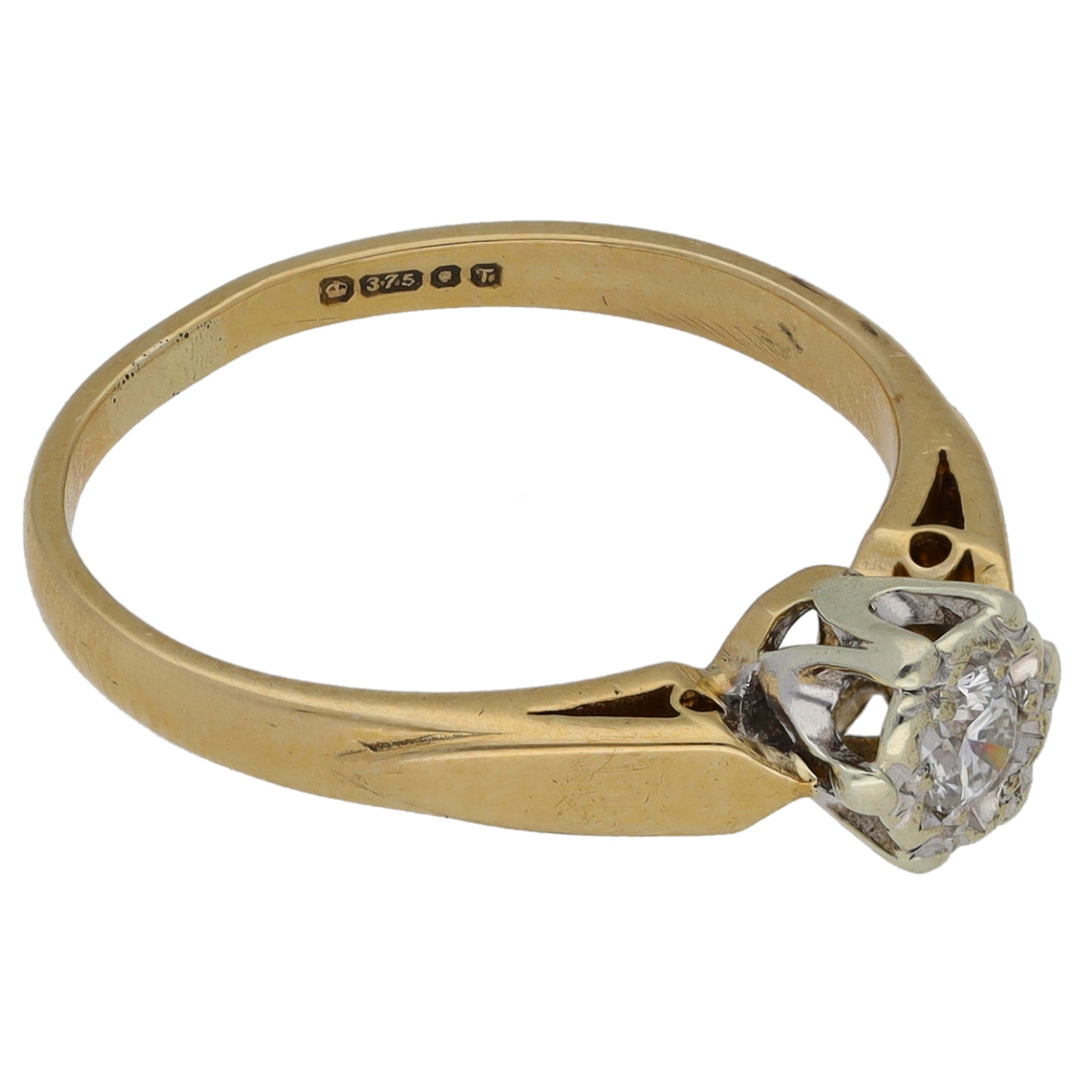 9ct Gold 0.10ct Diamond Solitaire Ring Size K