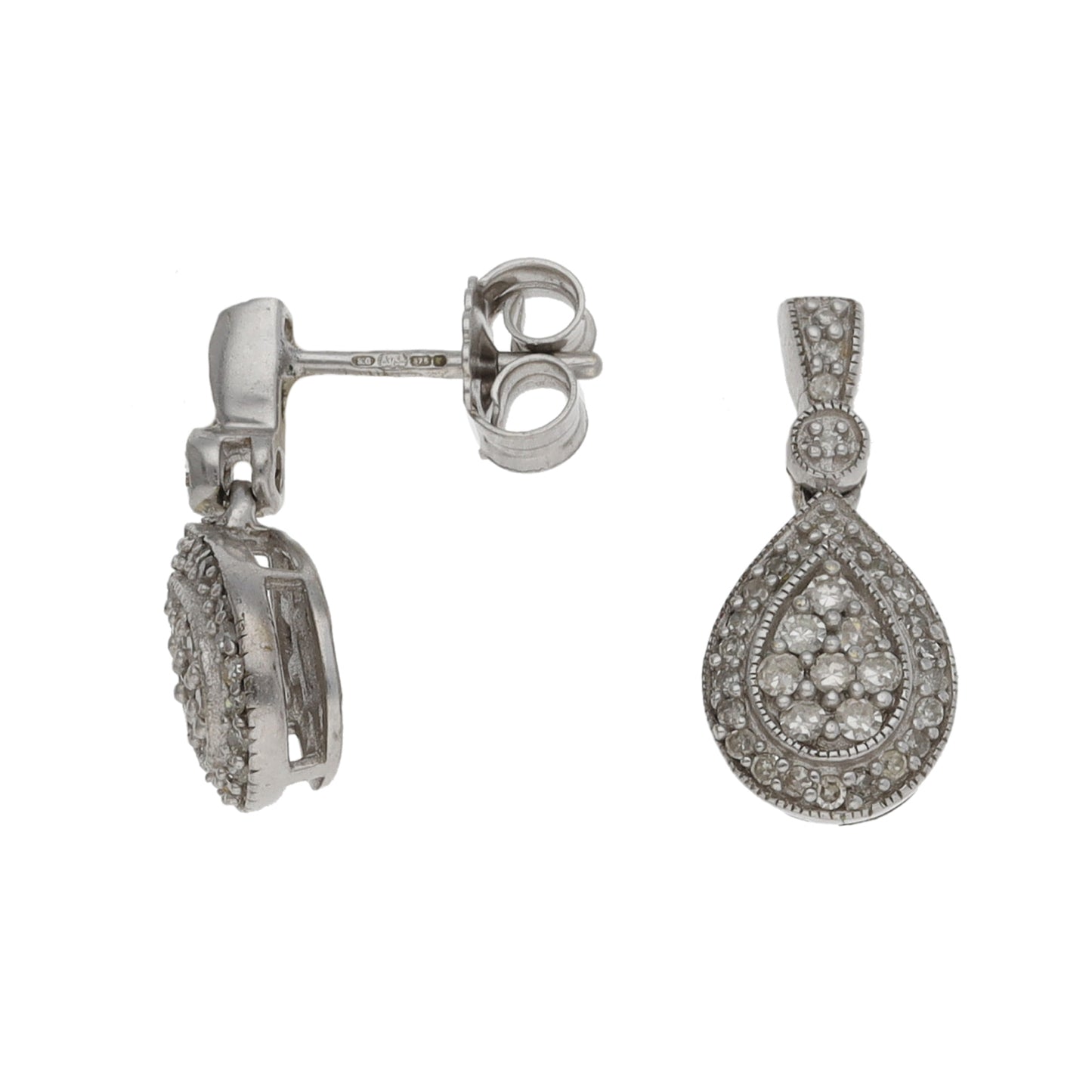 9ct White Gold 0.62ct Diamond Earrings & Pendant Jewellery Set