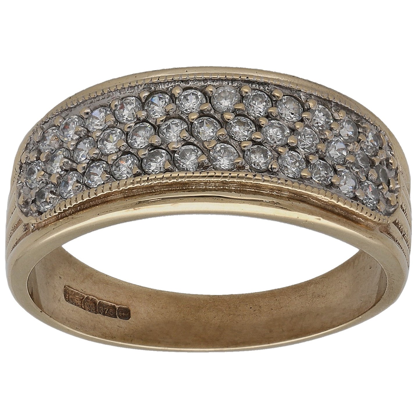 9ct gold CZ cocktail ring with pavรฉ-set clear stones