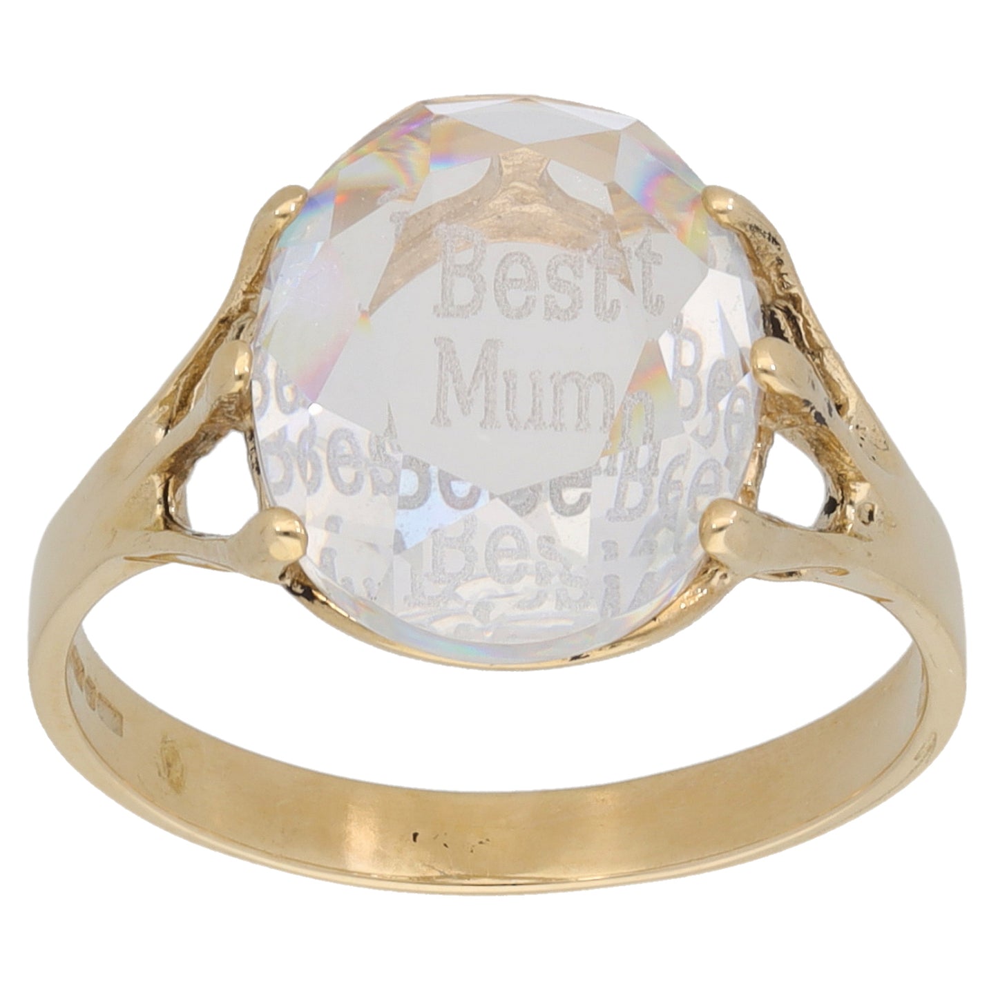 9ct Gold Imitation Single Stone Ring Size N