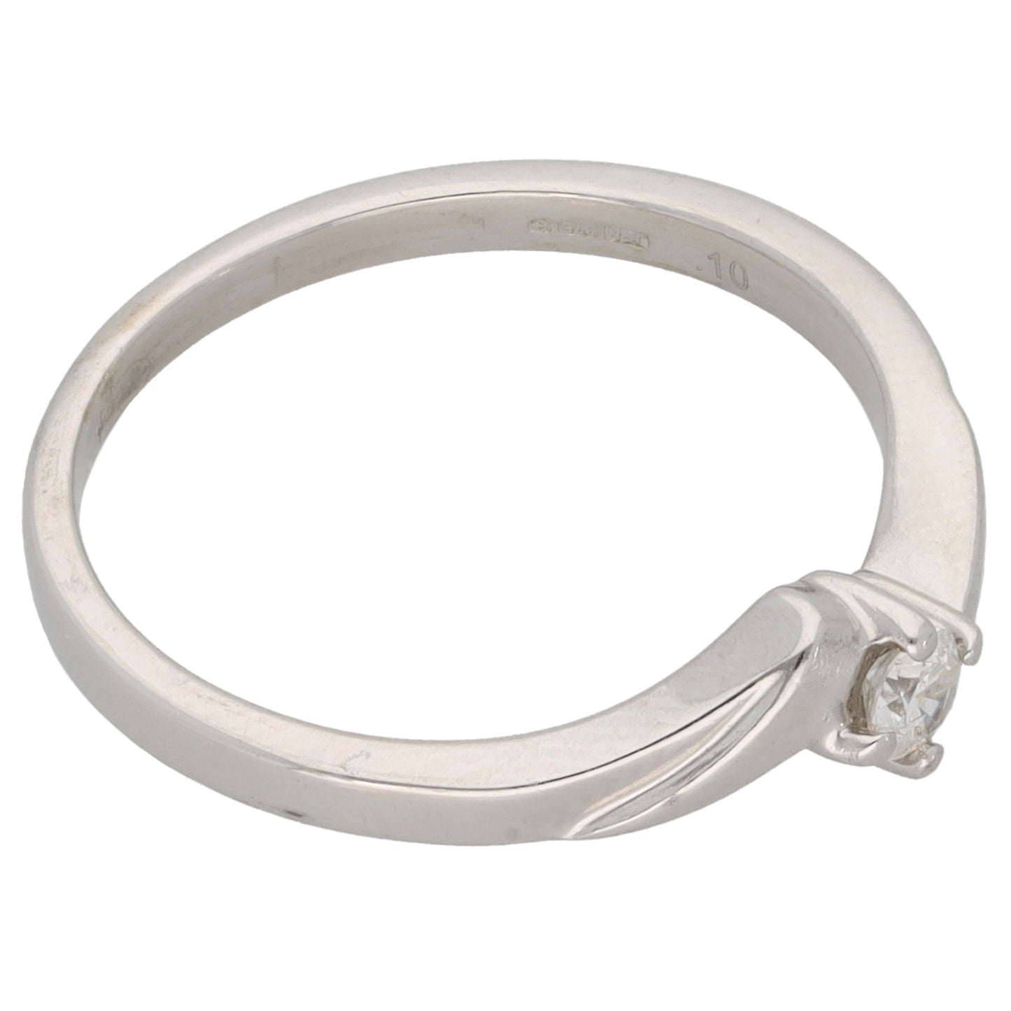 9ct White Gold 0.10ct Diamond Solitaire Ring Size L