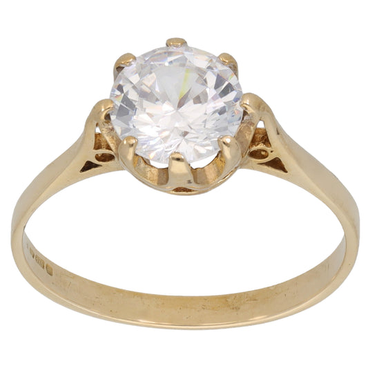9ct Gold Cubic Zirconia Single Stone Ring Size M