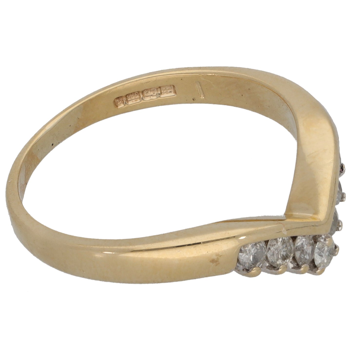 9ct Gold 0.25ct Diamond Wishbone Ring Size M