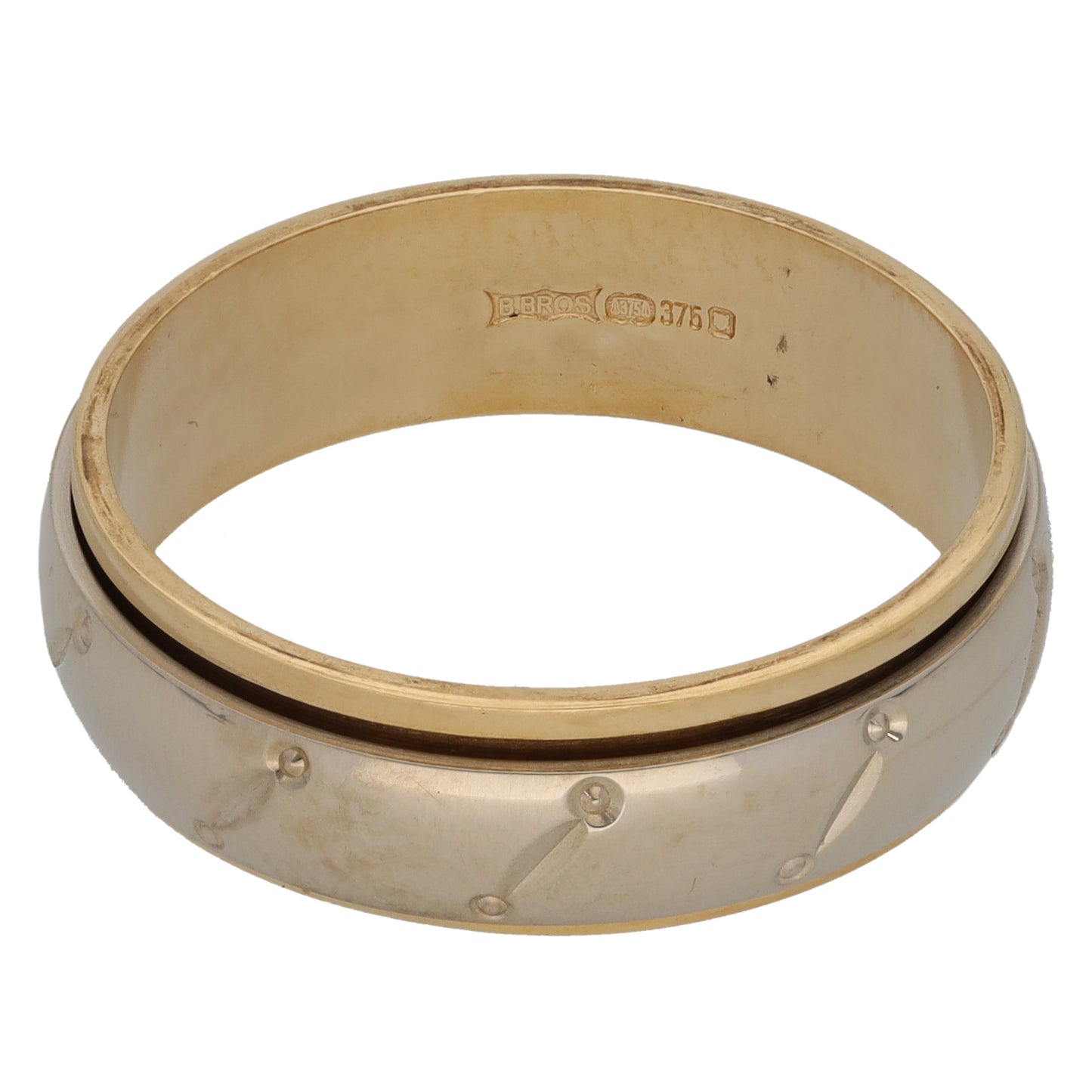 9ct Bi-Colour Gold Patterned Wedding Ring Size X