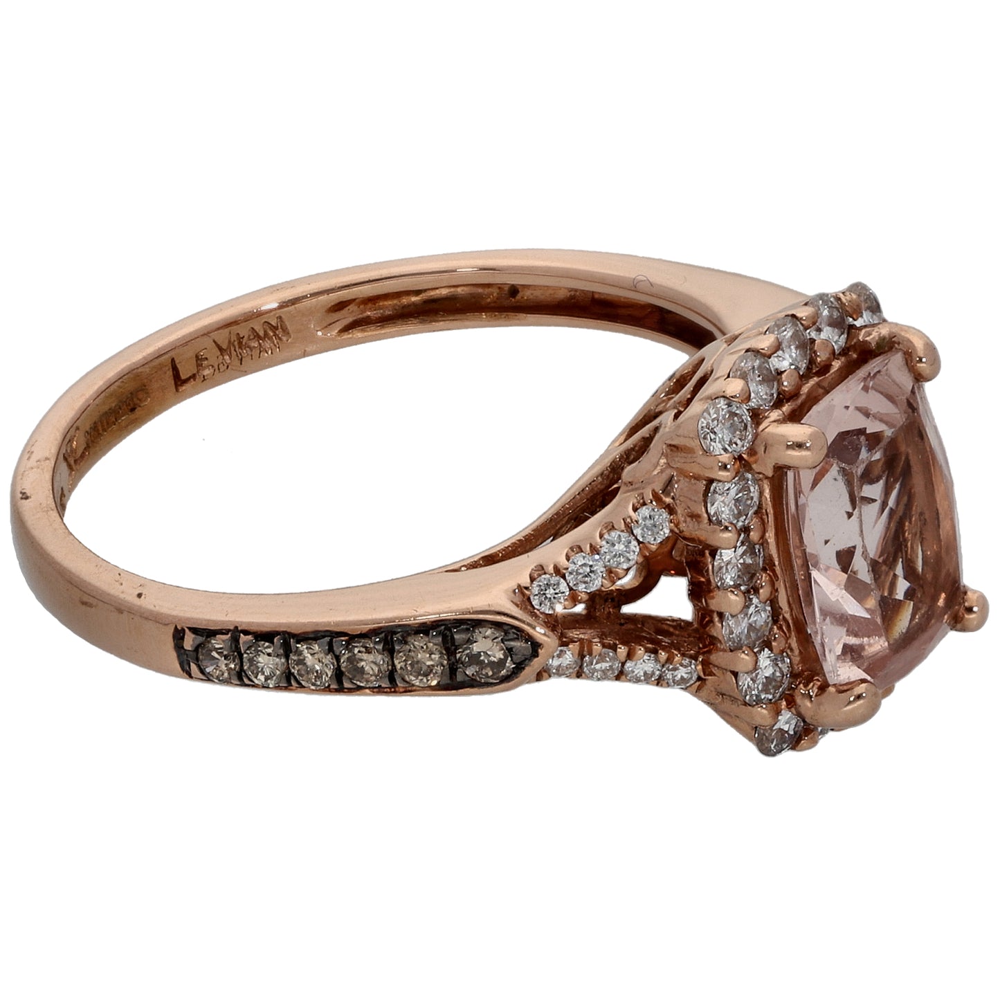 14ct Rose Gold 0.64ct Diamond & Morganite Dress/Cocktail Ring Size N