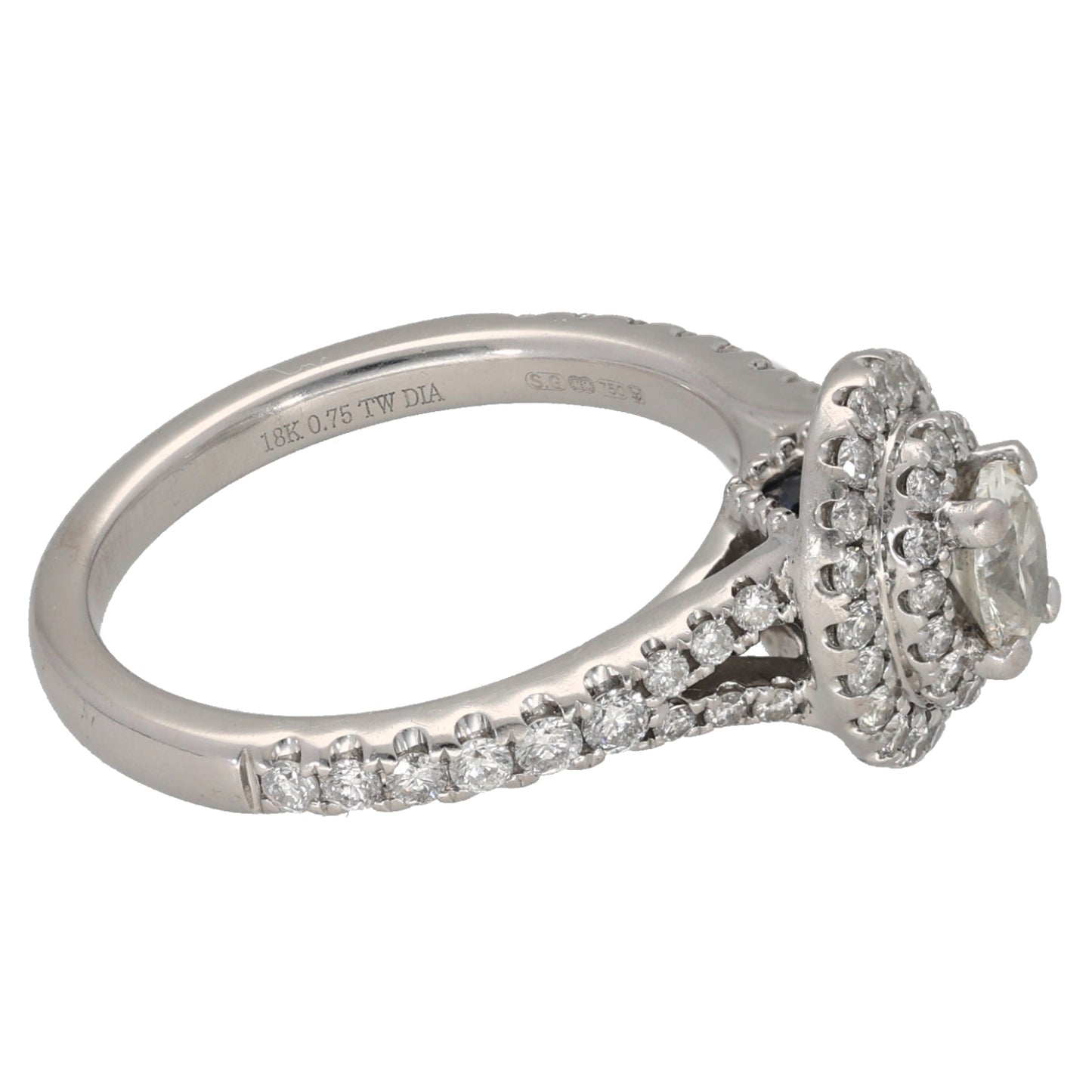 18ct White Gold 0.75ct Diamond Vera Wang Halo Ring Size K