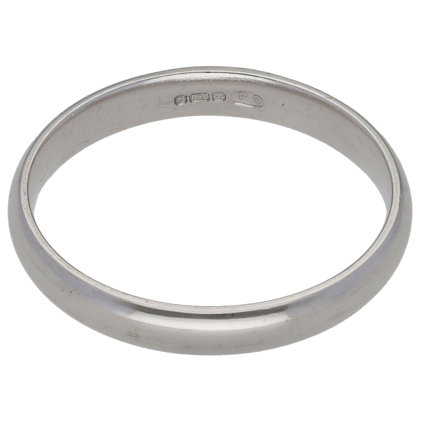 18ct White Gold Plain Wedding Ring Size P