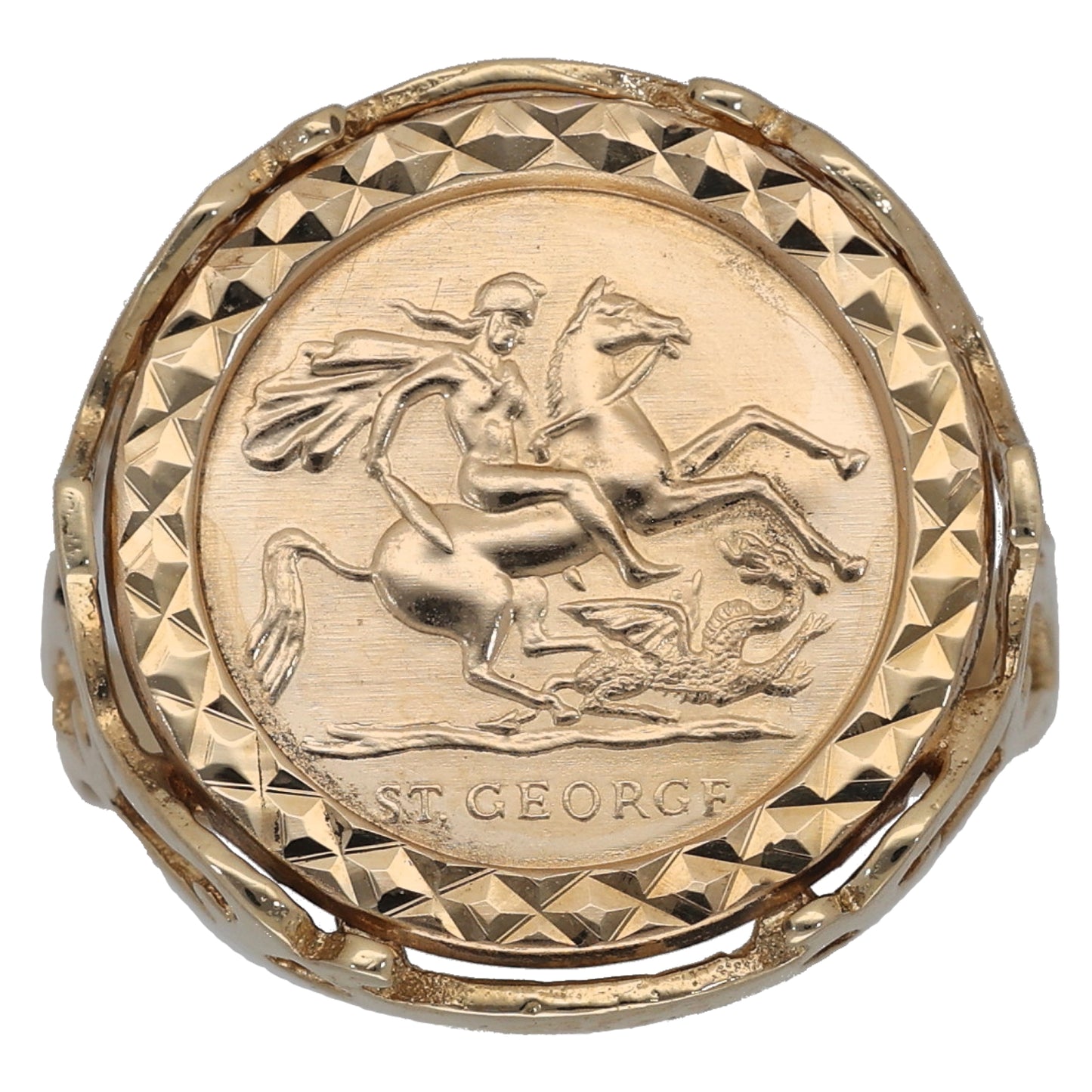 9ct Gold St George Ring Size P