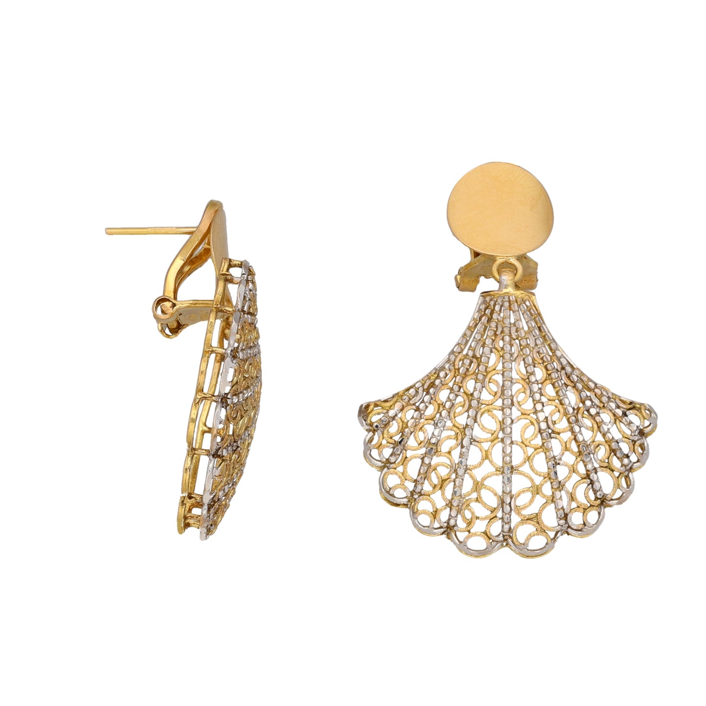 18ct Bi-Colour Gold Earrings & Necklace Set