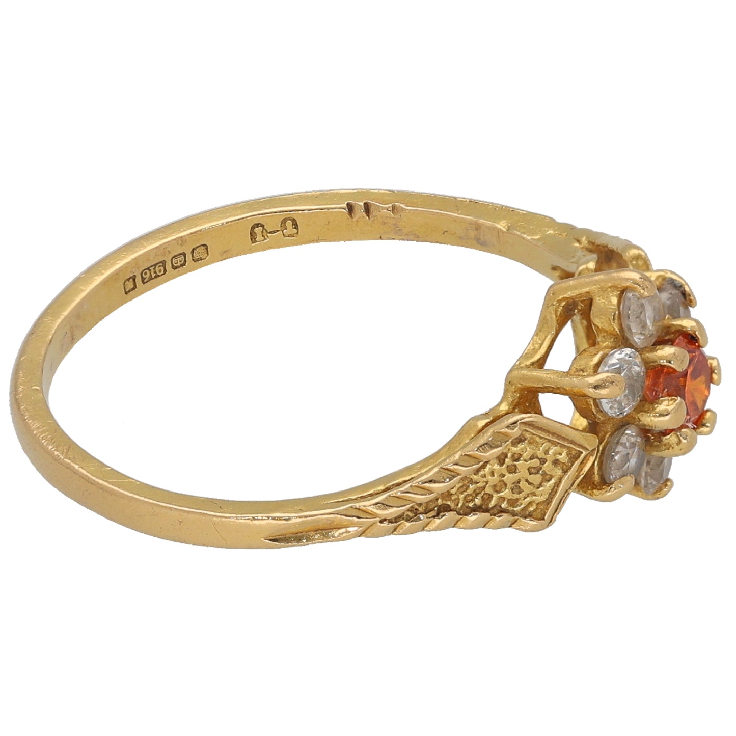 22ct Gold Imitation Gems Cluster Ring Size M